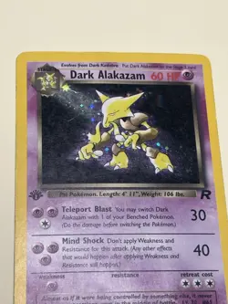 Pokemon TCG 1st Edition Dark Alakazam 1/82 Team Rocket Holo 2000 - Image 4
