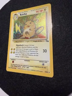 Pokemon TCG Raichu Fossil, Unlimited Rare LP - Image 3