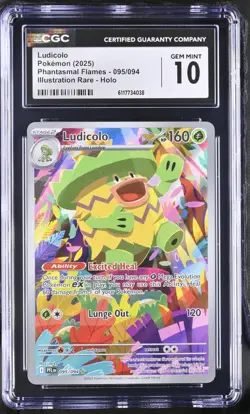 2025 Pokemon Ludicolo Phantasmal Flames 095/094 IR CGC GEM MINT 10 - Image 1