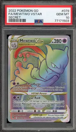 Pokemon Mewtwo VSTAR Pokemon Go Secret Rare Full Art #079 PSA 10 Gem Mint - Image 1