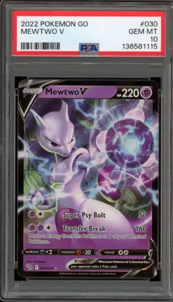 Pokemon Mewtwo V Pokemon Go Holo Ultra Rare #030 PSA 10 Gem Mint - Image 1
