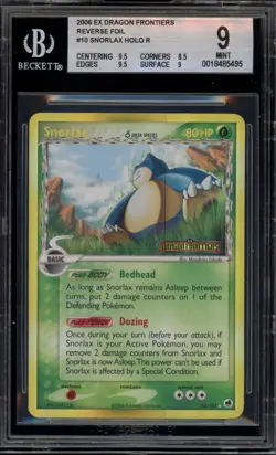Pokemon Snorlax EX Dragon Frontiers Reverse Holo Rare #10 BGS 9 Mint - Image 1