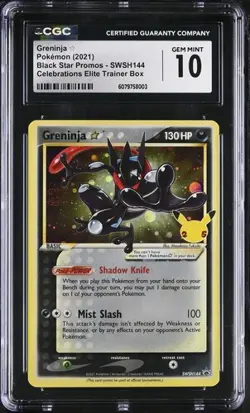 Pokemon TCG Greninja Star SWSH144 Celebrations Black Star Promo CGC 10 Gem Mint - Image 1