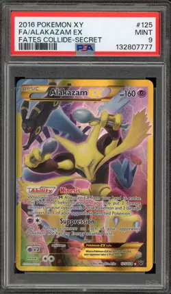 Pokemon Alakazam EX XY Fates Collide Secret Rare Full Art #125 PSA 9 Mint - Image 1