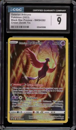 Pokemon Galarian Articuno Crown Zenith Tin Black Star Promo SWSH282 CGC 9 Mint - Image 1