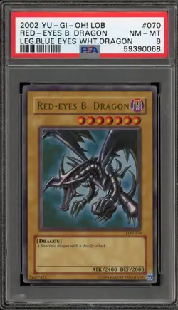 Yu-Gi-Oh! Red-Eyes B. Dragon Legend/Blue Eyes Unlimited LOB-070 Original PSA 8 - Image 1
