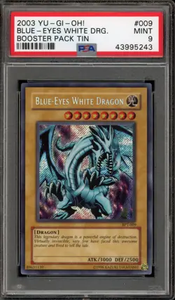 Yu-Gi-Oh! Blue-Eyes White Dragon Booster Pk. Tin Secret Rare BPT-009 PSA 9 Mint - Image 1