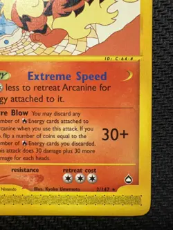 Pokemon TCG Arcanine Aquapolis 2/147 Rare Card E-Reader Series Vintage WOTC - Image 5