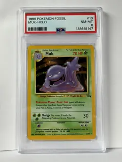 MUK HOLO 13/62 - FOSSIL 1999 POKEMON CARD - PSA 8 - Image 1