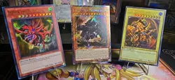 Yu-Gi-Oh! Egyptian God Card Set -Obelisk RA03 Platinum Secret + Slifer & Ra LC01 - Image 1