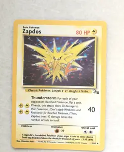 1999 Pokemon Fossil *Zapdos 15/62 & Jungle *Wigglytuff 16/64 Halo Card LOT WOTC - Image 2