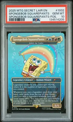 2025 MTG SECRET LAIR DROP #1932 SPONGEBOB SQUAREPANTS PSA 10 - Image 1