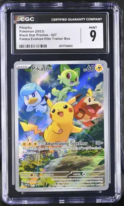 2023 Pokemon Pikachu Paldea Evolved ETB Promo 027 CGC MINT 9 - Image 1
