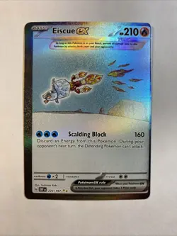 OFF CENTER MISCUT ERROR LP Eiscue ex 222/197 SVO3: Obsidian Flames Holo Pokemon - Image 2
