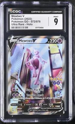 2022 Pokemon Mewtwo V Pokemon Go 072/078 UR CGC MINT 9 - Image 1