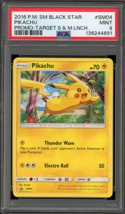 Pokemon Pikachu Target Sun & Moon Launch Black Star Promo SM04 PSA 9 Mint - Image 1