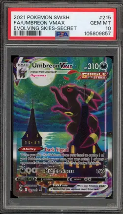 Pokemon Umbreon VMAX Evolving Skies Secret Rare Full Alt Art #215 PSA 10 - Image 1