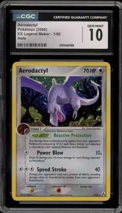 Pokemon Aerodactyl EX Legend Maker Holo Rare #1 CGC 10 Gem Mint - Image 1