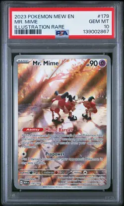 POKEMON PSA 10 MR. MIME MEW EN 179/165 ILLUSTRATION RARE 151 MINT - Image 4
