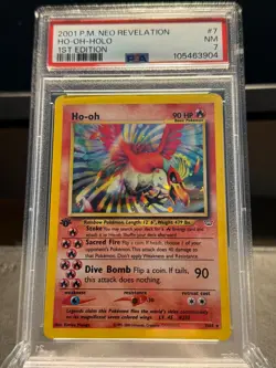 Pokemon Neo Revelation 2001 Ho-Oh 1st Edition Holo Rare #7 PSA 7 NM - Image 1