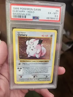 Pokemon TCG Clefairy Base Set 5/102 Holo Shadowless Holo Rare PSA 6.5 - Image 1