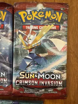 Pokemon Sun & Moon Booster Pack Lot (3) Crimson Invasion Guardians Rising Sealed - Image 4