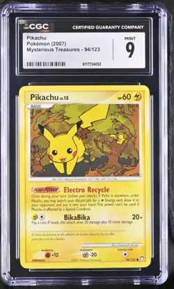 2007 Pokemon Pikachu Mysterious Treasures 94/123 CGC MINT 9 - Image 1