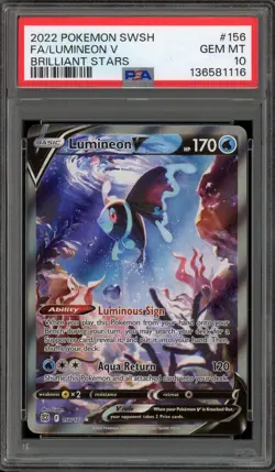 Pokemon Lumineon V Brilliant Stars Full Art #156 PSA 10 Gem Mint - Image 1