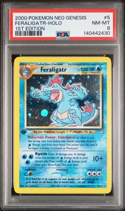 2000 POKEMON NEO GENESIS 1ST ED #5 FERALIGATR-HOLO PSA 8 - Image 1