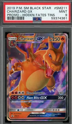 2019 Pokemon Hidden Fates Charizard GX Black Star Promo #SM211 PSA 9 MINT - Image 1