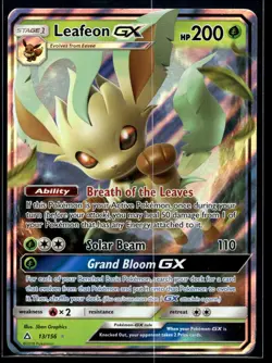 2018 Pokemon Sun and Moon Ultra Prism 13 Leafon GX NM - Image 1