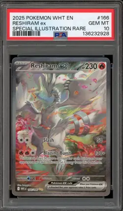 Pokemon Reshiram ex White Flare Special Illustration Rare #166 PSA 10 Gem Mint - Image 1