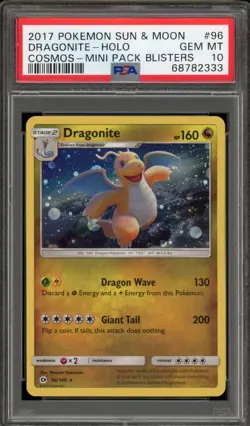 Pokemon Dragonite Mini Pk. Blisters Cosmos Holo Rare #96 PSA 10 Gem Mint - Image 1