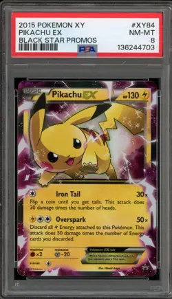 Pokemon Pikachu EX XY Black Star Holo Promo XY84 PSA 8 - Image 1