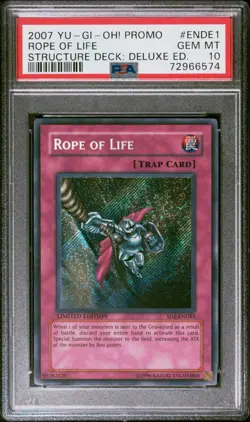YUGIOH PSA 10 2007 Rope of Life SD2-ENDE1 Secret Rare POP 2 - Image 1