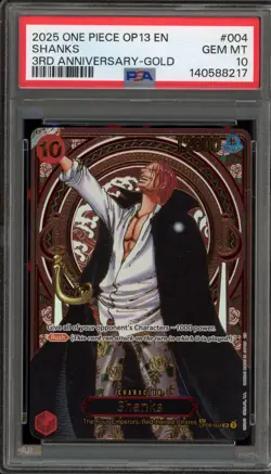 One Piece CCG Shanks 3rd Anniversary Gold OP09-004 PSA 10 Gem Mint - Image 1
