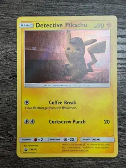POKEMON CARD HOLO DETECTIVE PIKACHU SM190 PROMO 2019 LP - Image 1