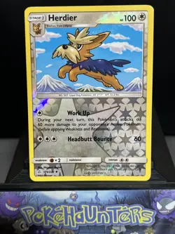 Pokemon Card Herdier 175/236 Sun & Moon Cosmic Eclipse Reverse Holo NM - Image 1