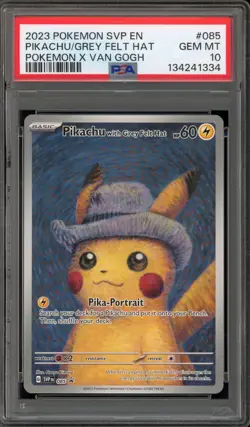 Pokemon Pikachu with Grey Felt Hat Van Gogh Full Art Promo SVP EN 085 PSA 10 - Image 1