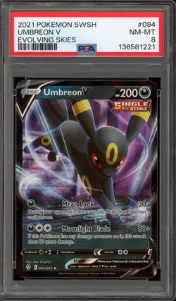Pokemon Umbreon V Evolving Skies Holo Ultra Rare #094 PSA 8 - Image 1