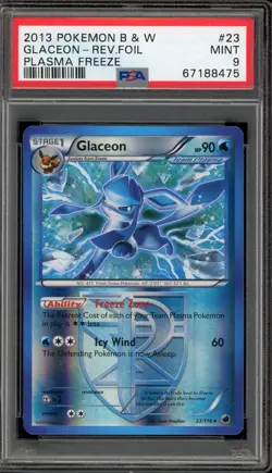 Pokemon Glaceon Plasma Freeze Reverse Holo Rare #23 PSA 9 Mint - Image 1