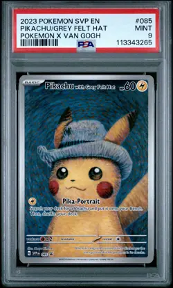 2023 Pokemon Black Star Pikachu/Grey Felt Hat #085 MINT PSA 9 Pokemon X Van Gogh - Image 1