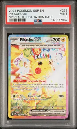 2024 POKEMON SSP EN-SURGING SPARKS SPECIAL ILLUSTRATION RARE PIKACHU EX PSA 9 - Image 1