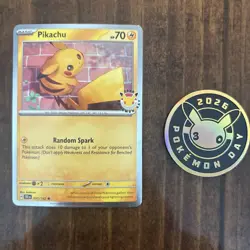 Pikachu 051 /162 Stamped 2026 Pokemon Day 30 Promo TCG With Coin - Image 1