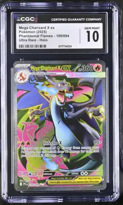 2025 Pokemon Mega Charizard X ex Phantasmal Flames 109/094 UR CGC GEM MINT 10 - Image 1