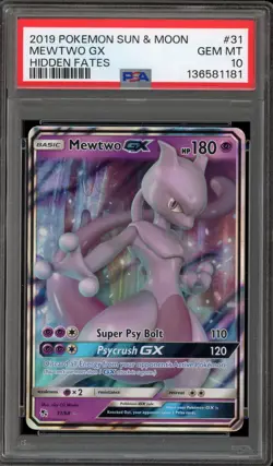 Pokemon Mewtwo GX Hidden Fates Holo Ultra Rare #31 PSA 10 Gem Mint - Image 1