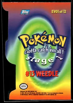 2000 Topps Pokemon TV Animation Series 3 Die Cut Embossed EV01 Weedle NM - Image 2