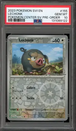 Pokemon Lechonk Pokemon Center Scarlet/Violet Preorder Reverse Holo #155 PSA 10 - Image 1