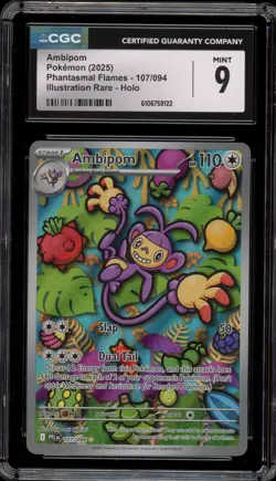 Pokemon Ambipom Phantasmal Flames Illustration Rare #107 CGC 9 Mint - Image 1
