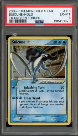 Pokemon Suicune Gold Star EX Unseen Forces Holo Ultra Rare #115 PSA 6 - Image 1
